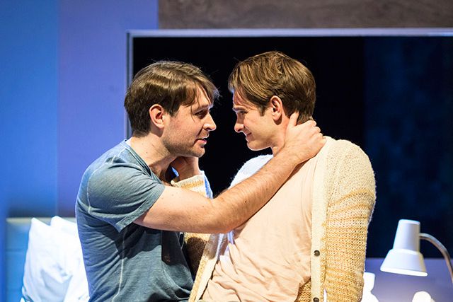 James McArdle as Louis and Andrew Garfield as Prior in Angels In America: Millennium Approaches